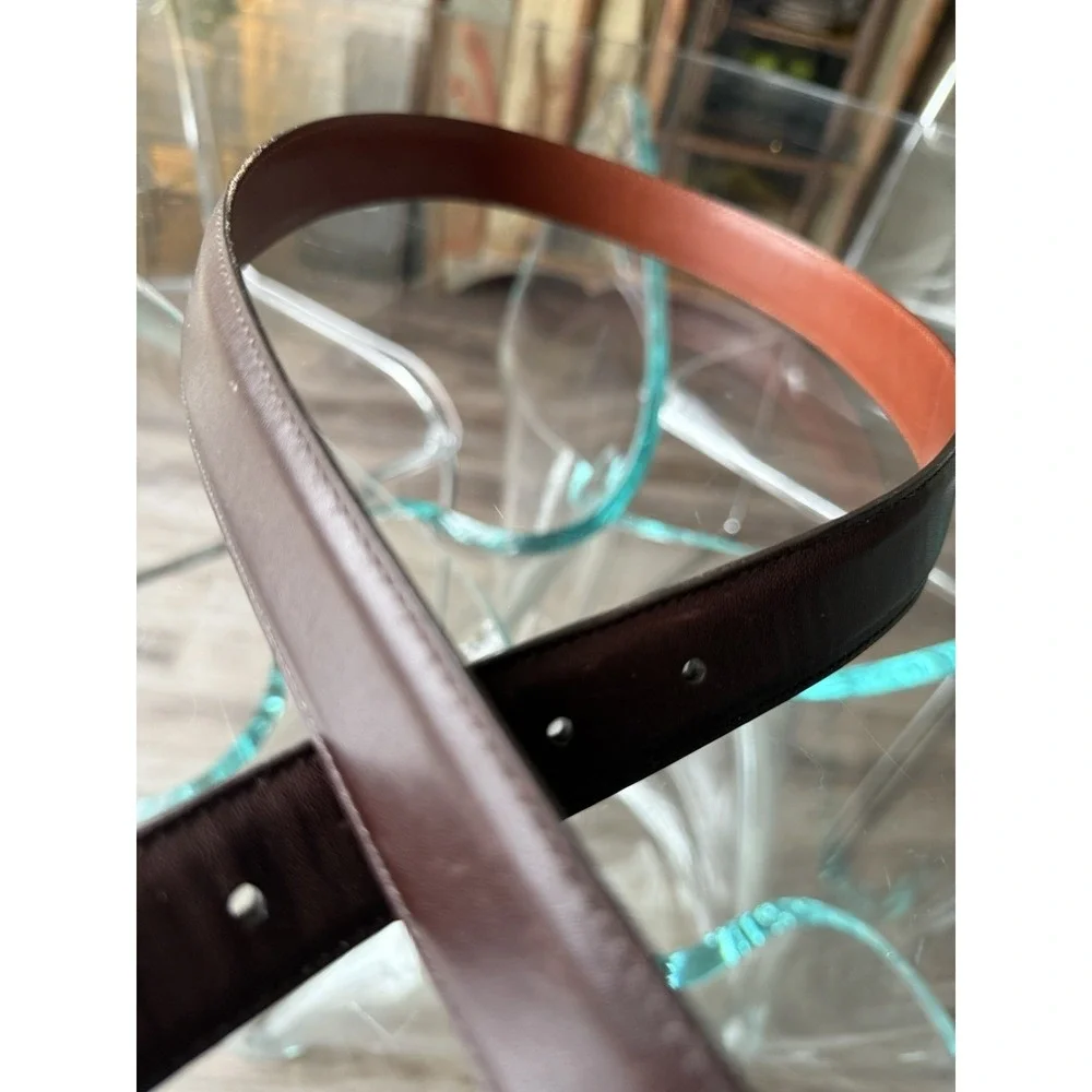 Coach Men's Brown Leather Belt Solid Brass Buckle 33